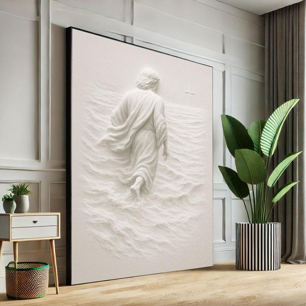 Jesus Walking on Water Canvas Print, Tranquil Home Decor