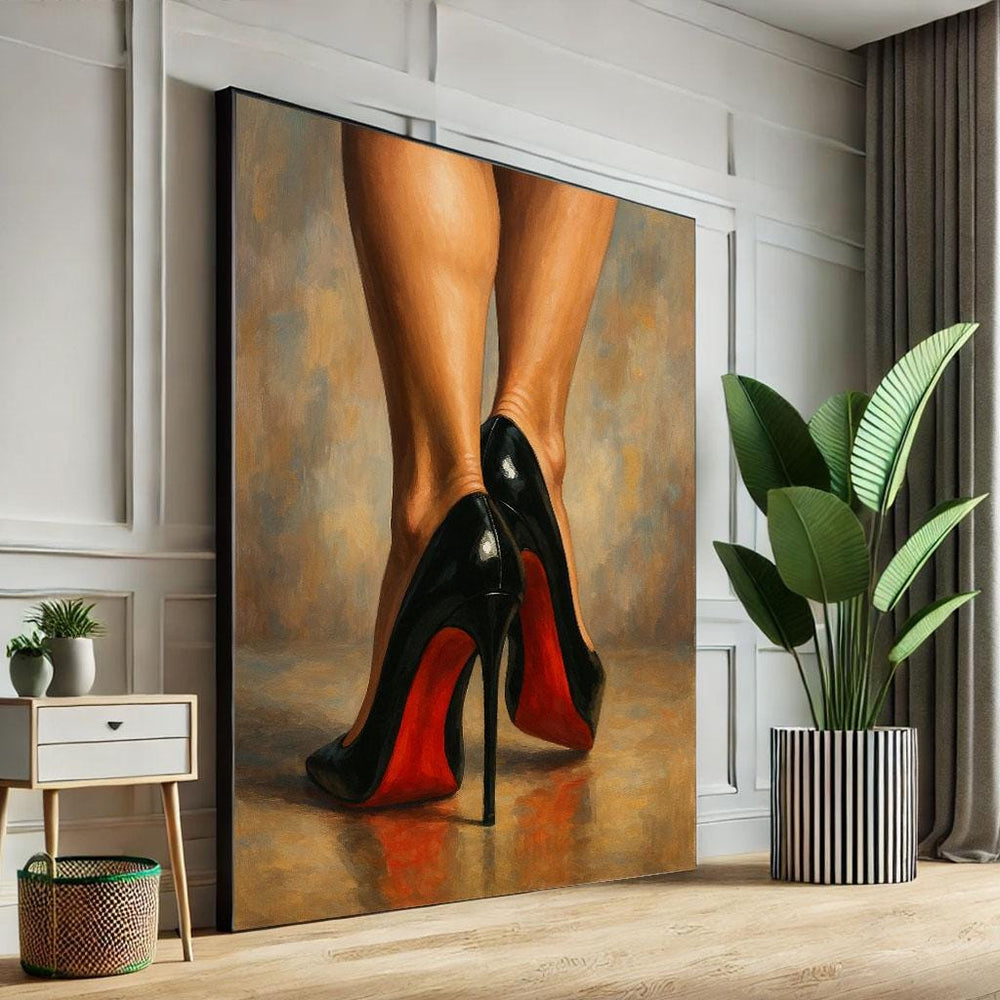 Elegant High Heels Canvas Wall Art Print  Modern Minimalist Bedroom Wall Decor  Statement Piece