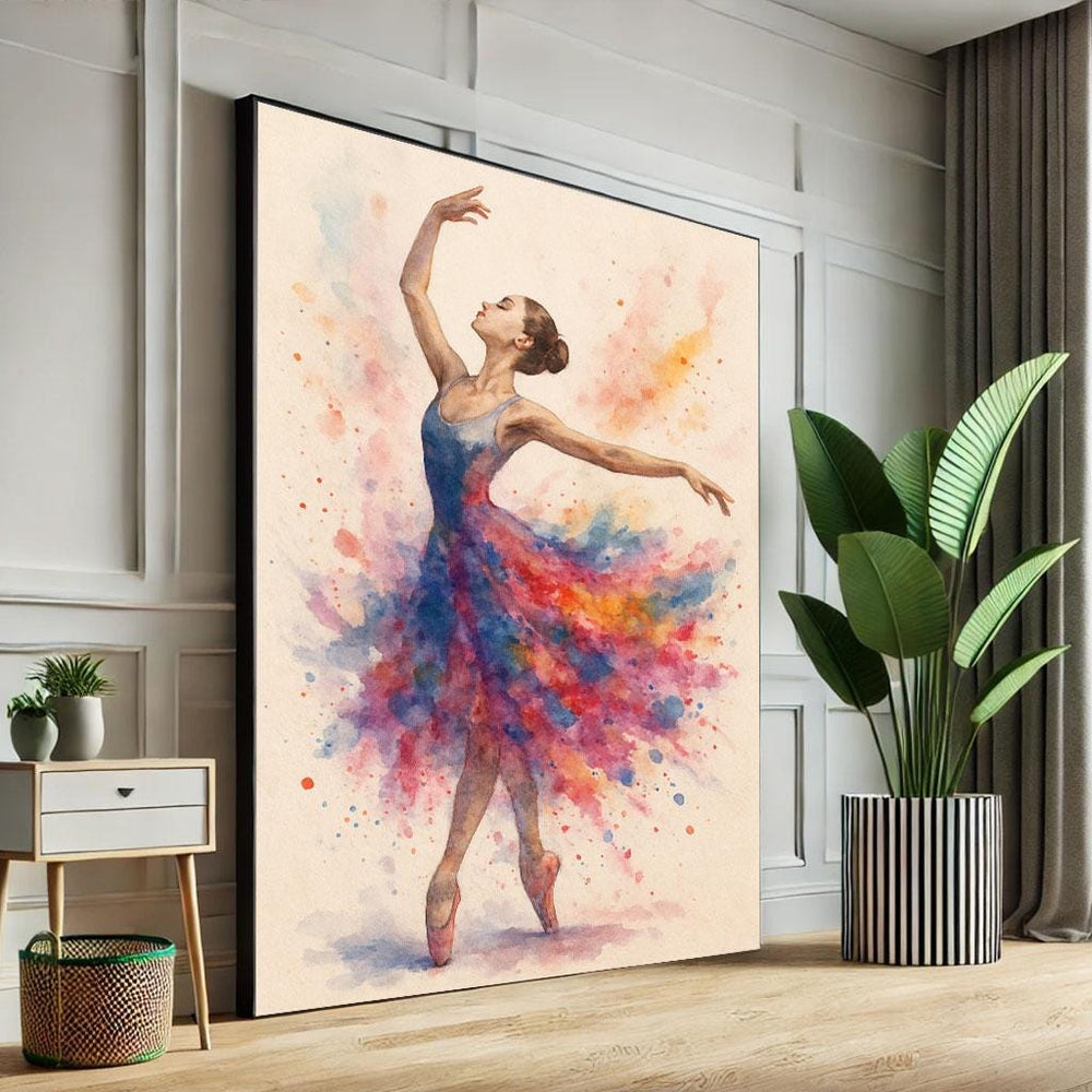 Ballerina Canvas Print, Colorful Dress, Modern Wall Art