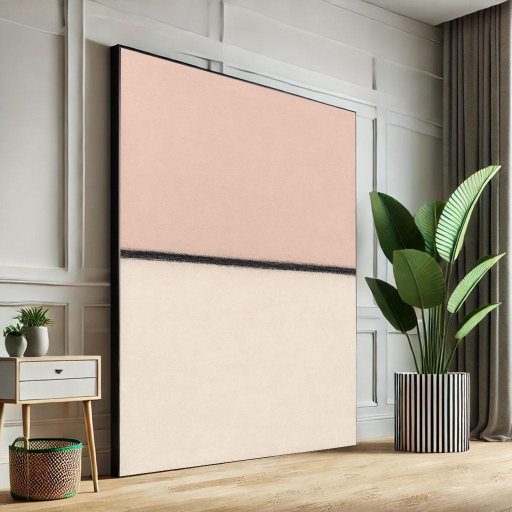 Image 1 of Rothko Style Blush and Cream Canvas Elegant Color Field Painting Reproduction for Modern Living Room Decor | Statement Piece