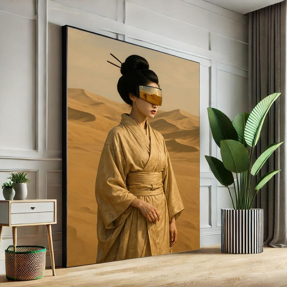 Futuristic Geisha Art Print, Desert Canvas Wall Decor