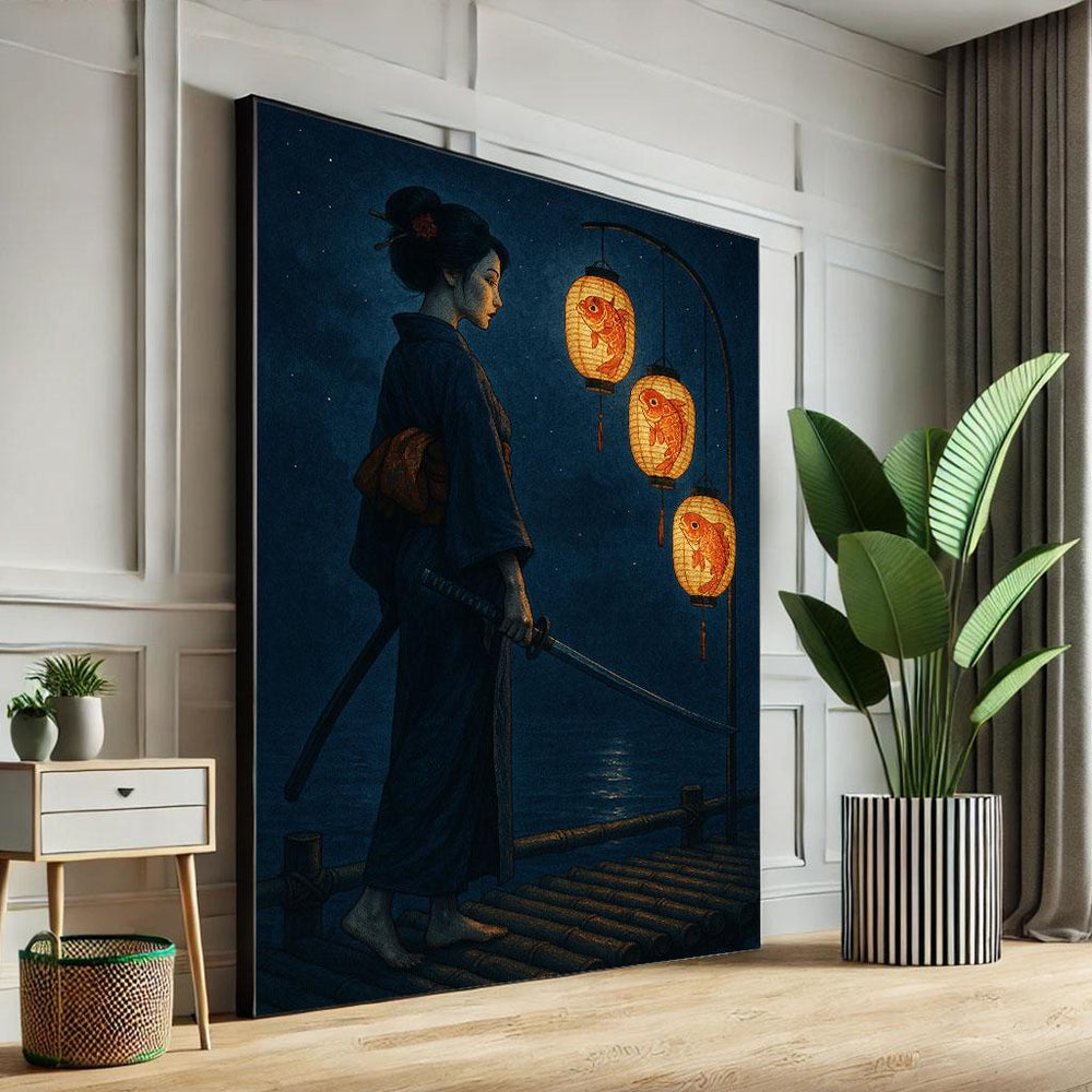 Japanese Geisha Canvas Print | Oriental Samurai Wall Art