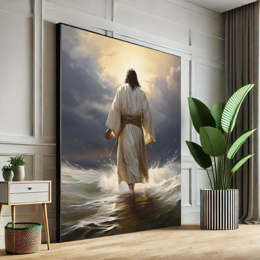 Radiant Jesus Canvas Print, Sacred Waters, Spiritual Decor