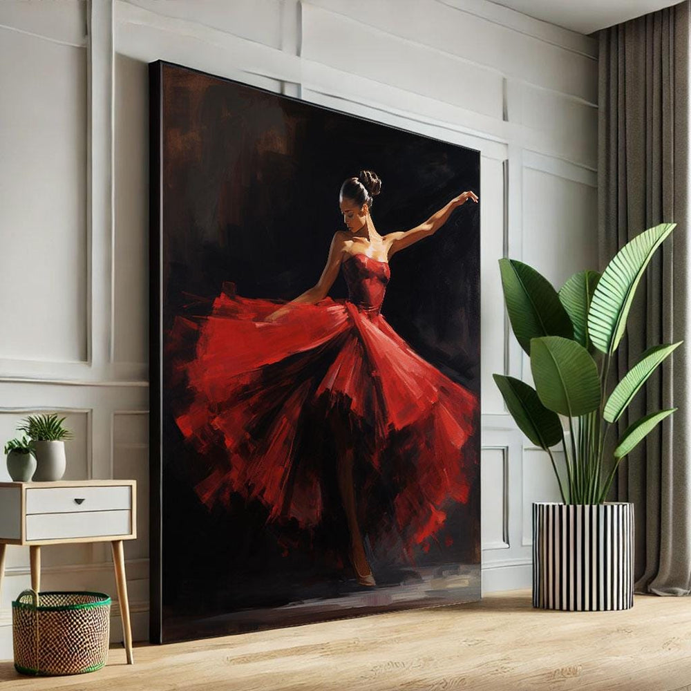 Elegant Red Ballerina Canvas Wall Art Print  Modern Bedroom Wall Decor  Statement Piece