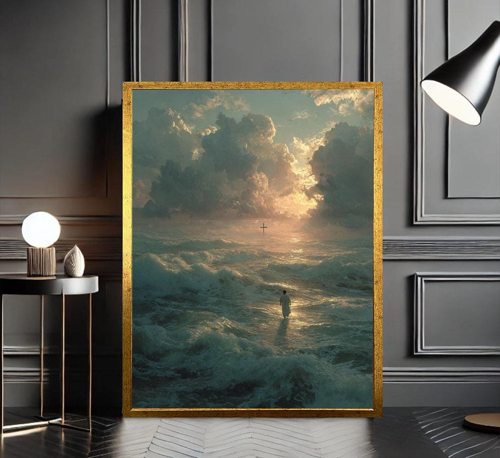 Dramatic Ocean Storm Canvas Wall Art Print  Moody Seascape Living Room Decor  Statement Piece