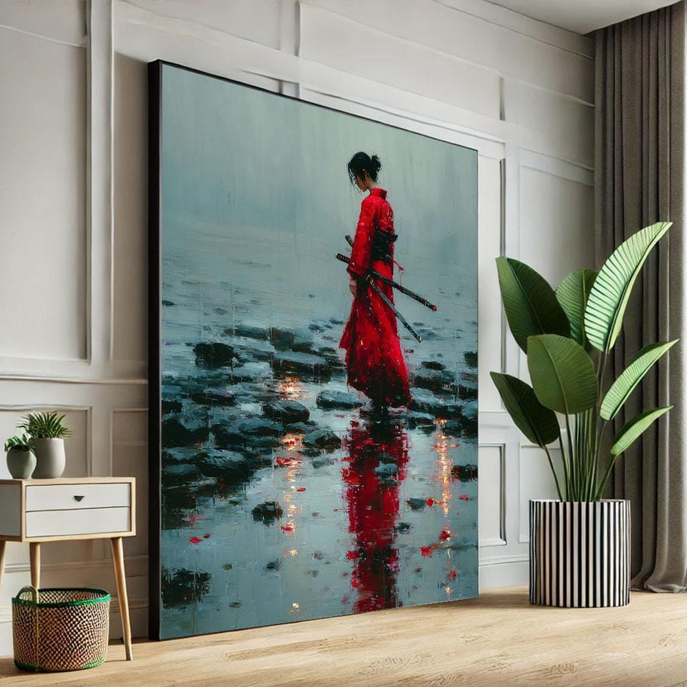Samurai Warrior Canvas Art Print, Asian-Inspired Decor