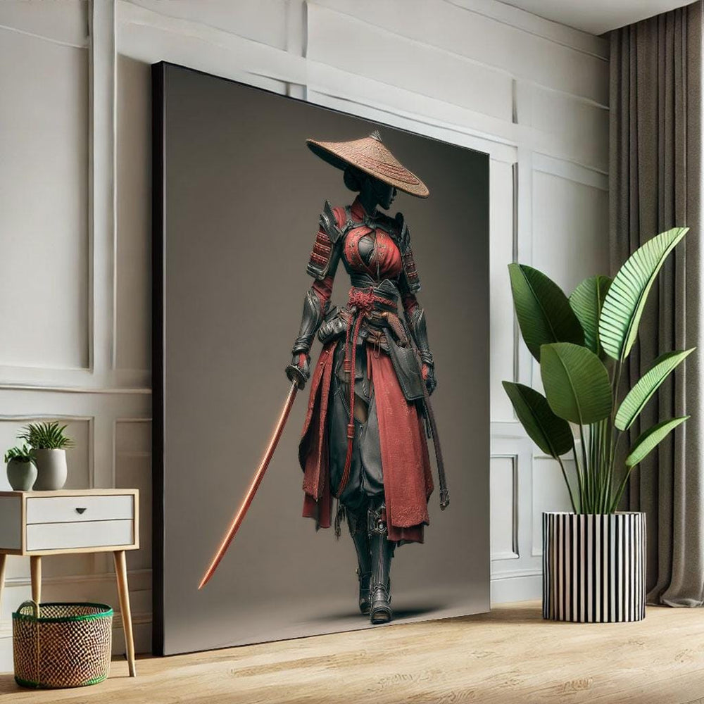 Samurai Warrior Canvas Wall Art Print  Bold Japanese Style Living Room Decor  Statement Piece