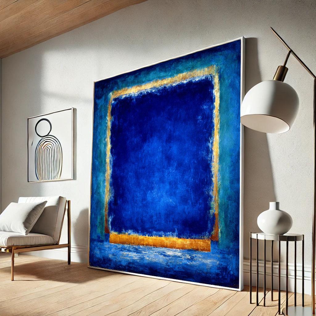 Image 3 of Mark Rothko Inspired Blue and Orange Canvas Bold Color Field Painting for Modern Living Room Decor | Statement Piece
