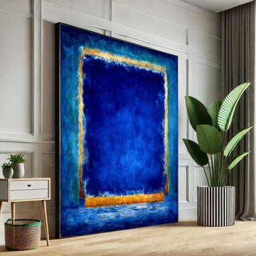 Image 1 of Mark Rothko Inspired Blue and Orange Canvas Bold Color Field Painting for Modern Living Room Decor | Statement Piece