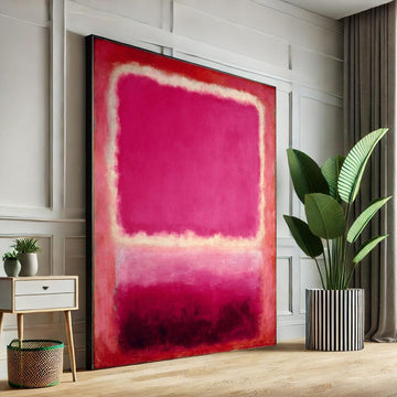 Image 1 of Mark Rothko Inspired Pink Canvas Bold Color Field Painting Reproduction | Modern Living Room Decor | Art Collectors