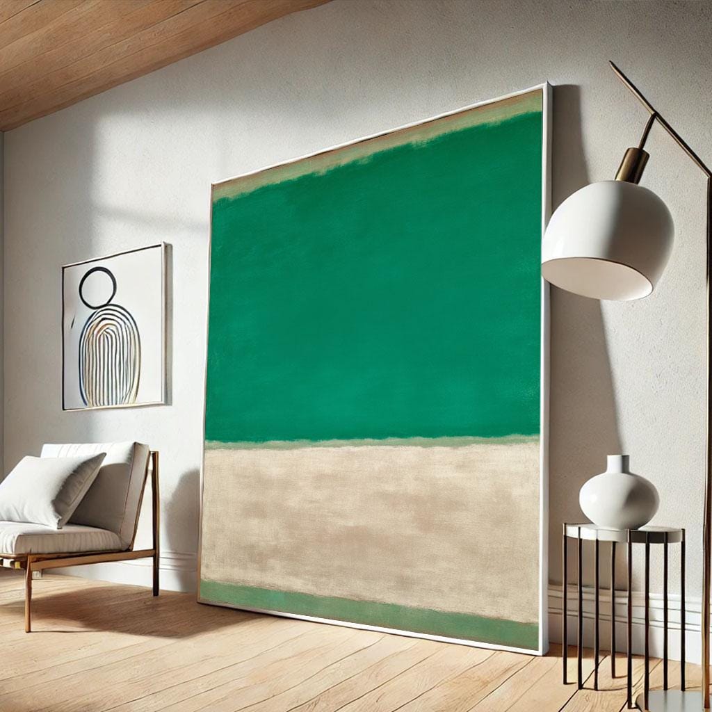 Image 3 of Mark Rothko Emerald Green Beige Canvas Wall Art Print | Minimalist Office Decor | Art Collectors