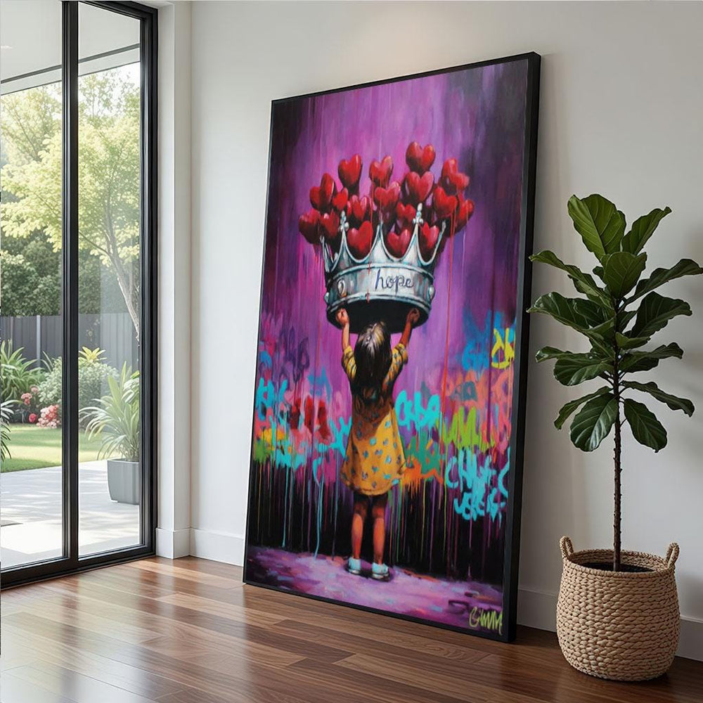 Whimsical Street Art Canvas  Vibrant Urban Graffiti Style