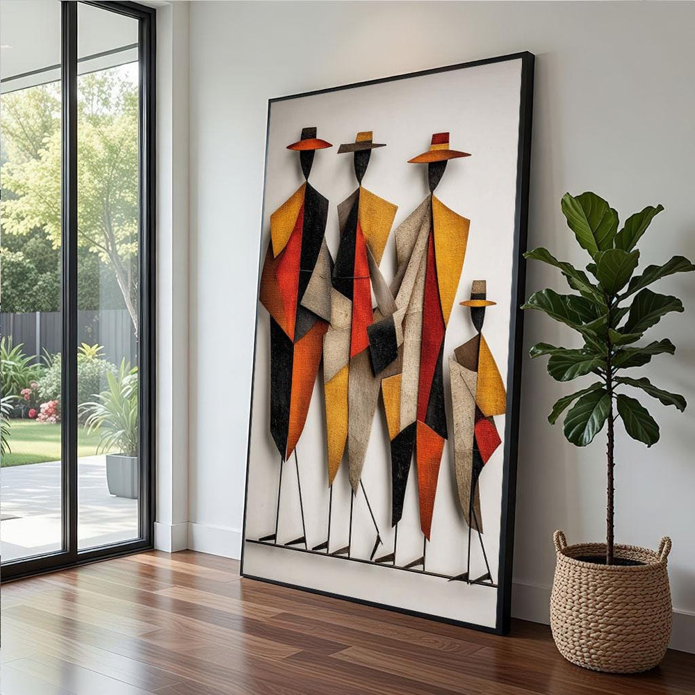 Geometric Abstract Figures Canvas  Burnt Orange Modern Art
