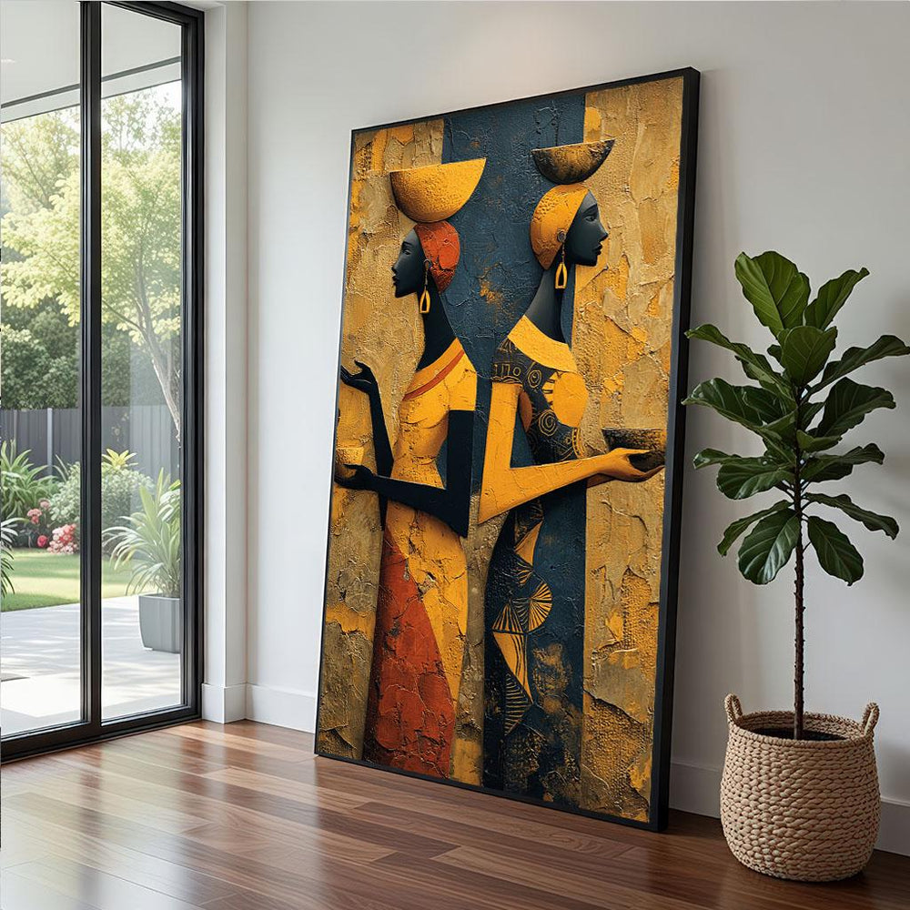 African Tribal Art Canvas  Vintage Ethnic Style