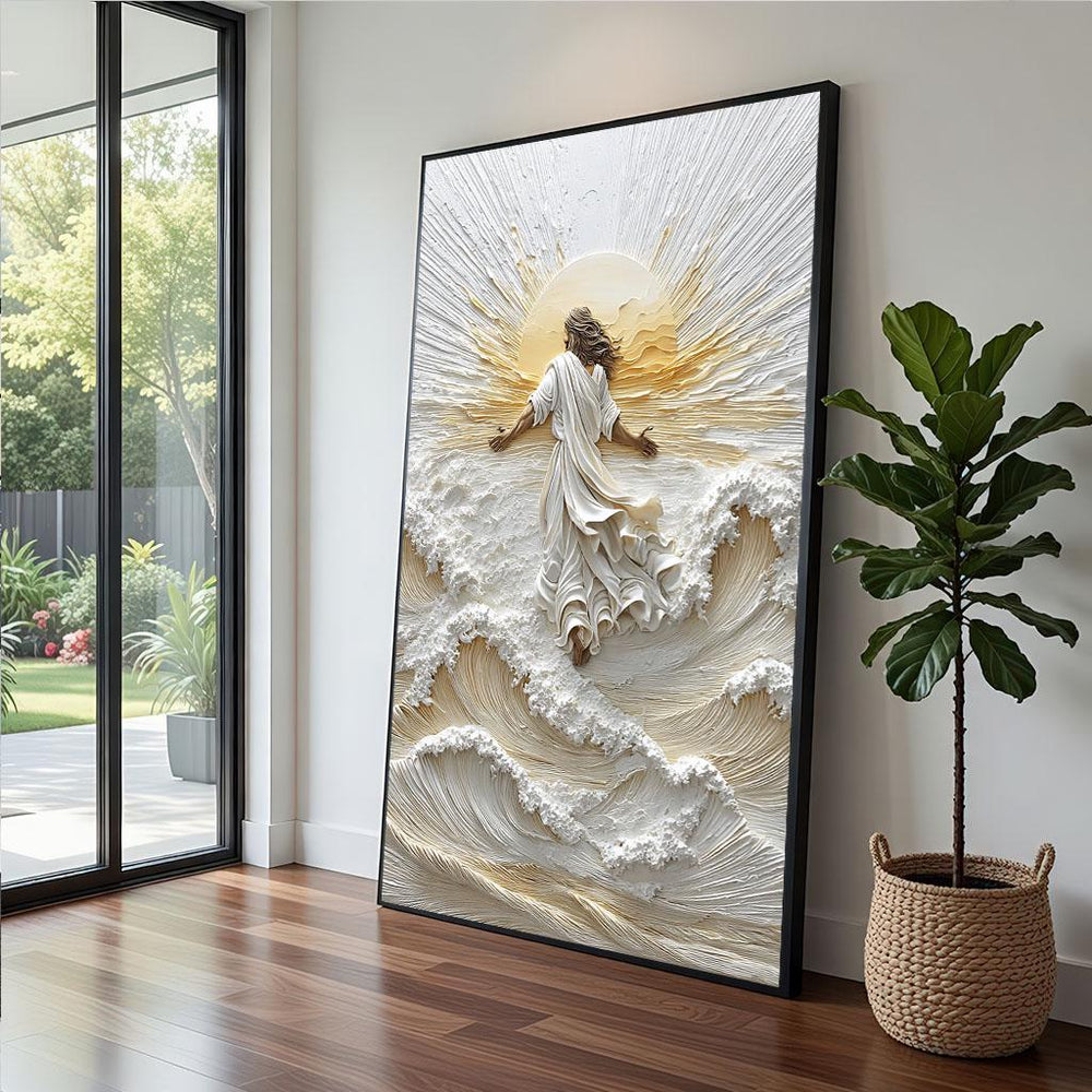 Jesus Walking On Water Canvas  Sunlit Spiritual Art
