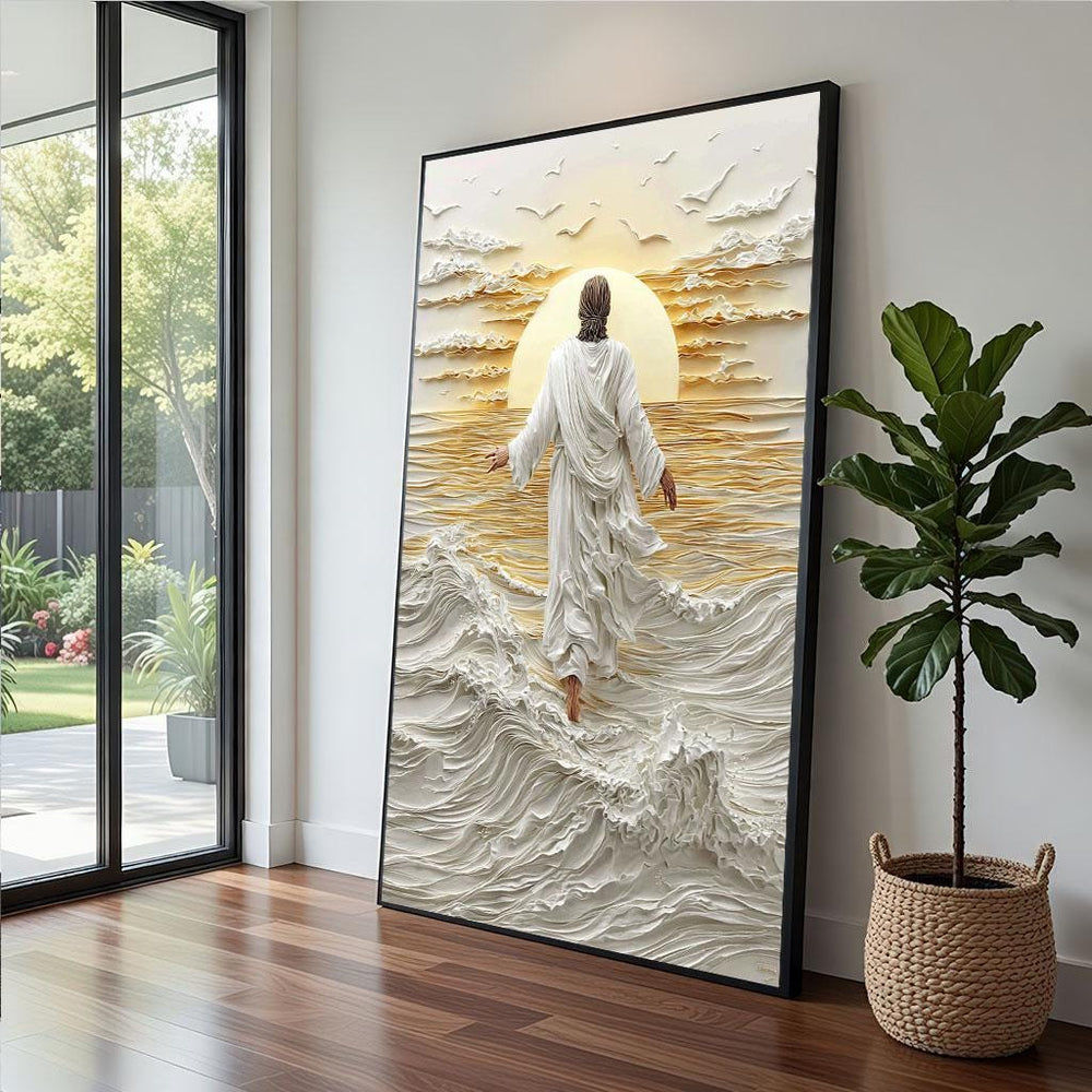 Jesus Walking On Water Canvas  Spiritual Art Print