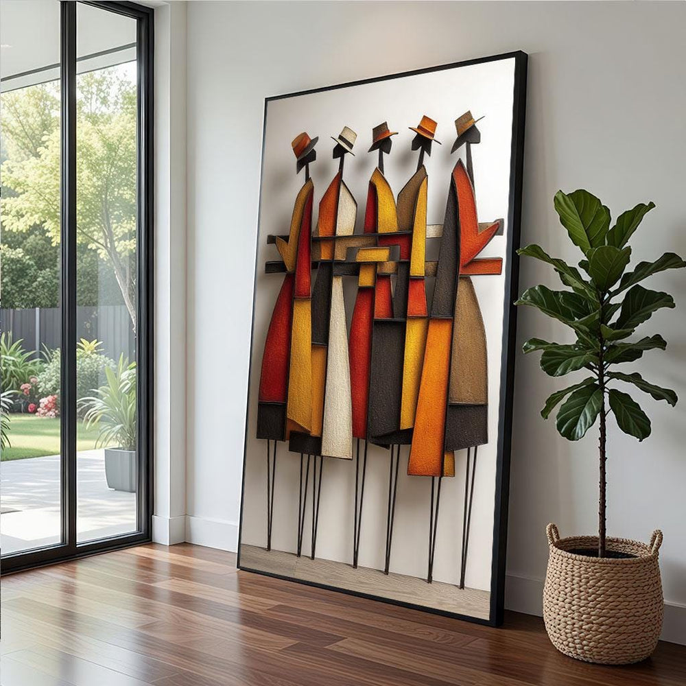 Abstract Modernist Canvas  Mid-Century Geometric Art