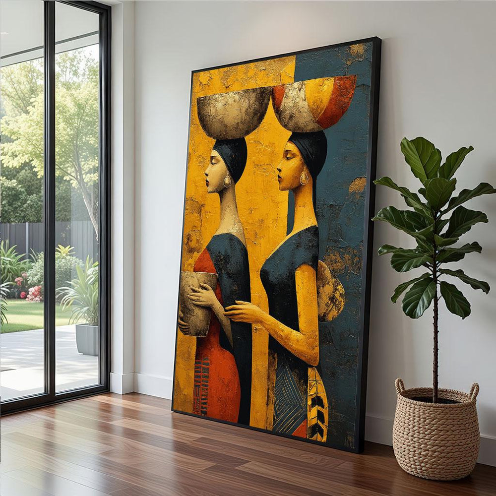 Abstract Cultural Portrait Canvas  Modern Ethnic Art Style