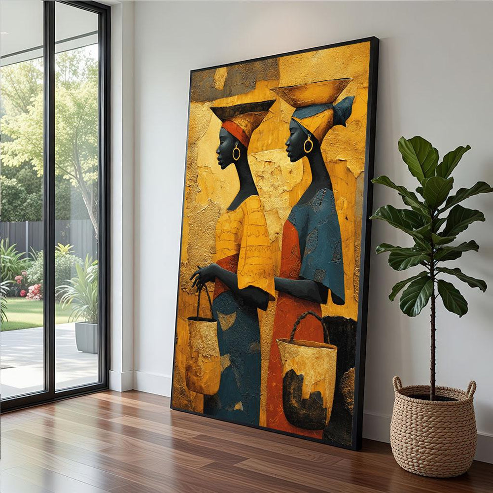 Afrocentric Elegance Canvas  Modern Ethnic Art Style