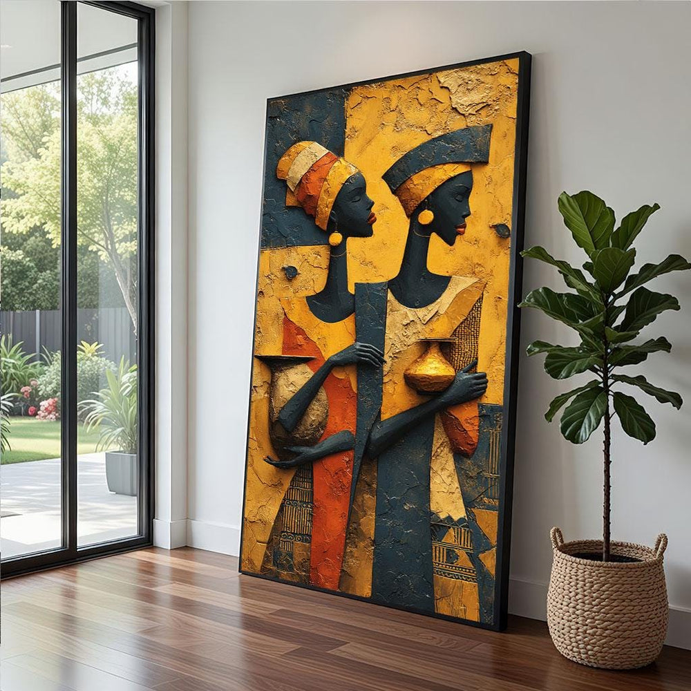 Abstract African Art Canvas  Vibrant Cultural Portrait Style