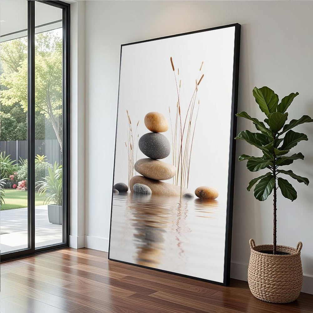 Zen Stone Stack Canvas  Minimalist Modern Art