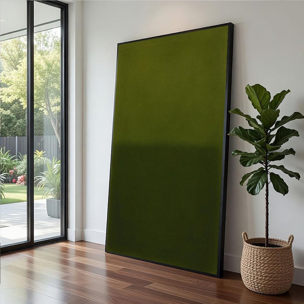 Moss Green Color Field Canvas  Minimalist Art