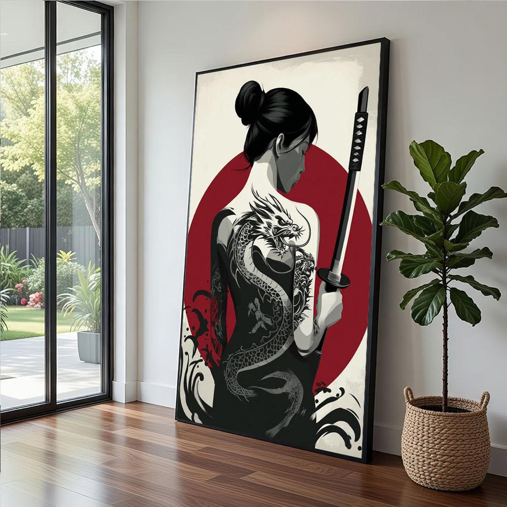 Samurai Warrior Silhouette Canvas  Modern Zen Art Style