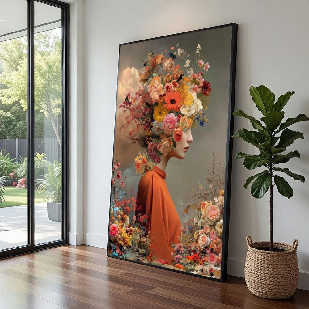Floral Portrait Canvas  Vintage Botanical Art Print