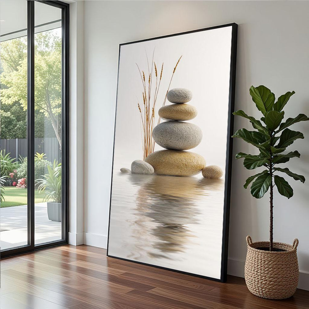 Zen Stone Stack Canvas  Minimalist Modern Art