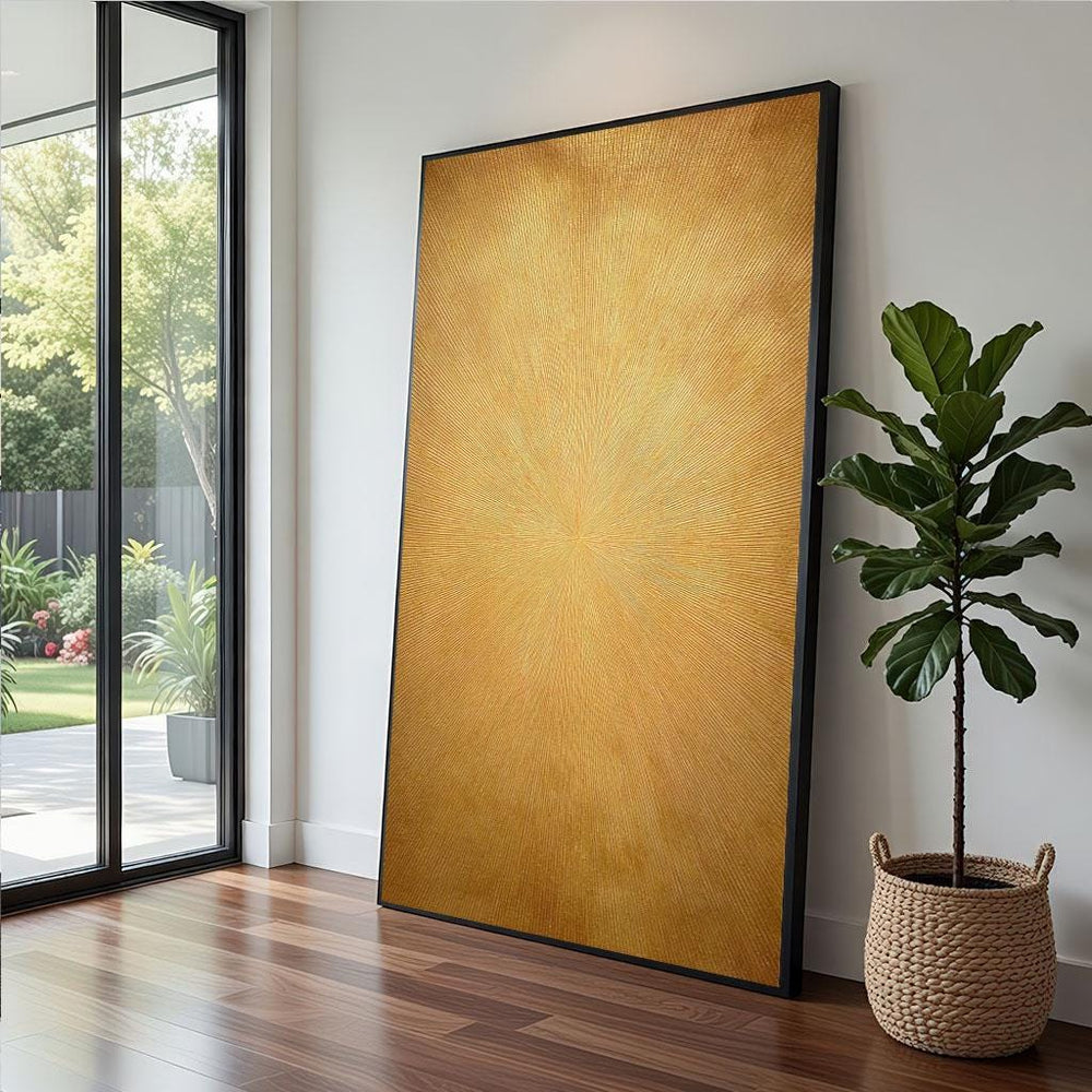 Golden Abstract Canvas  Minimalist Modern Art
