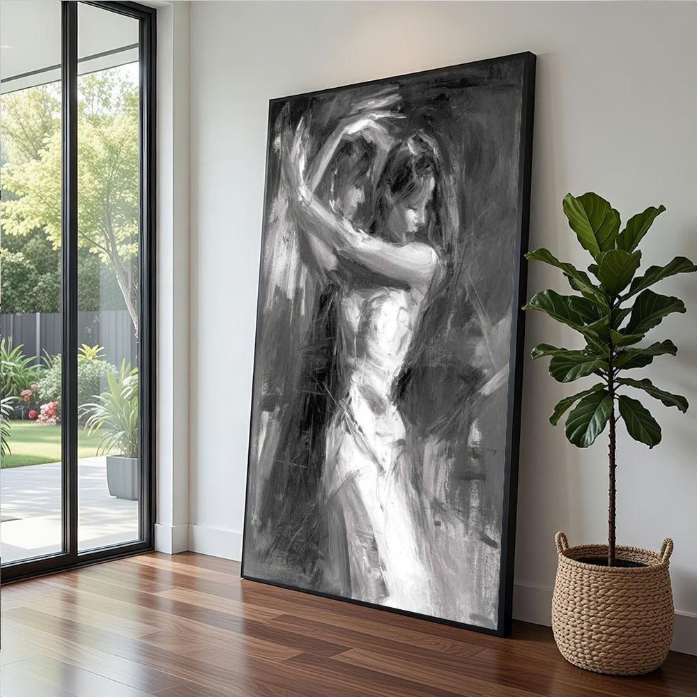 Monochrome Dance Canvas  Expressionist Art Print