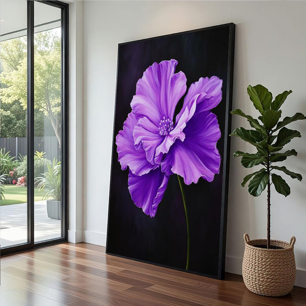 Purple Flower Canvas  Large Botanical Art