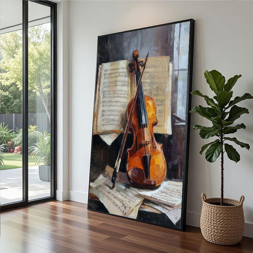 Violin Still Life Canvas  Classical Music Art Print