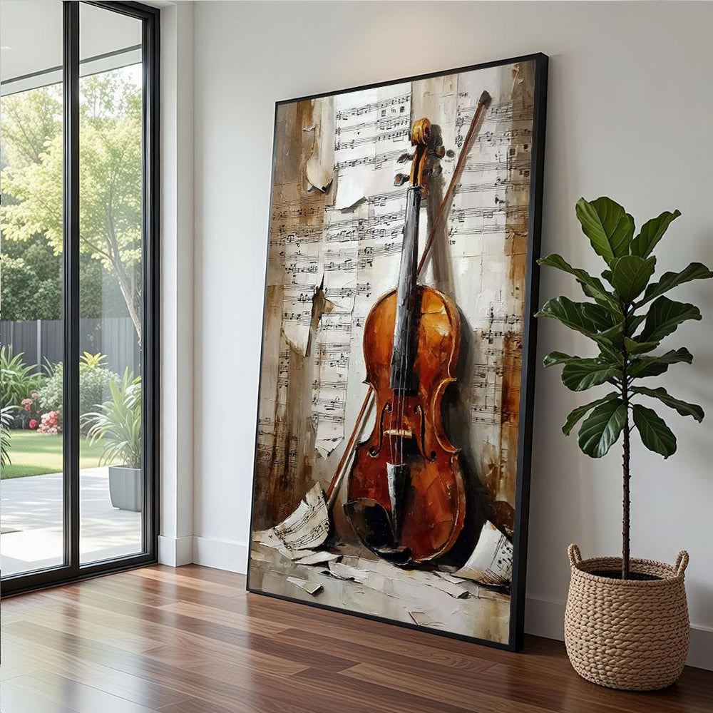 Vintage Violin Canvas  Rustic Musical Art Print
