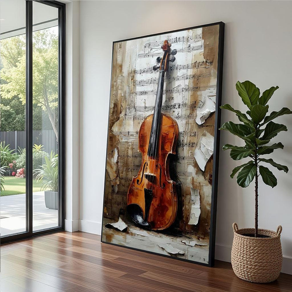 Vintage Violin Canvas  Rustic Music Art Print