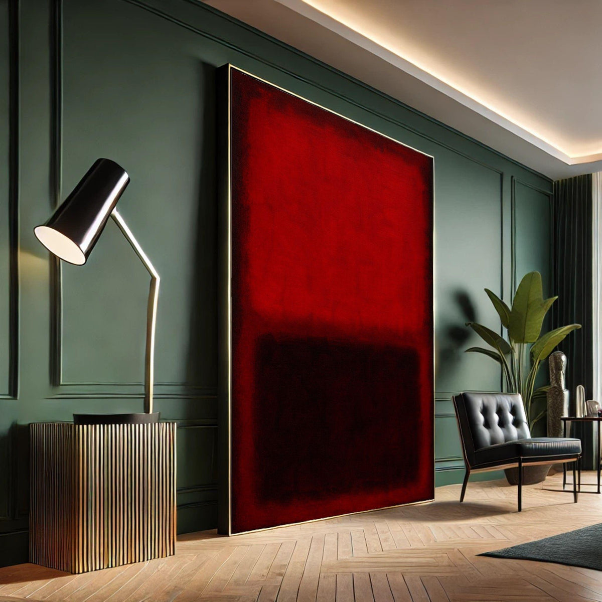 Image 6 of Mark Rothko Red Black Framed Wall Art, Bold Abstract Canvas Print, Living Room Decor