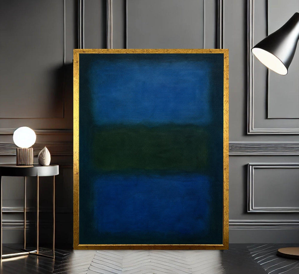 Mark Rothko Deep Blue Green Framed Wall Art, Abstract Color Field Canvas Print, Living Room Decor