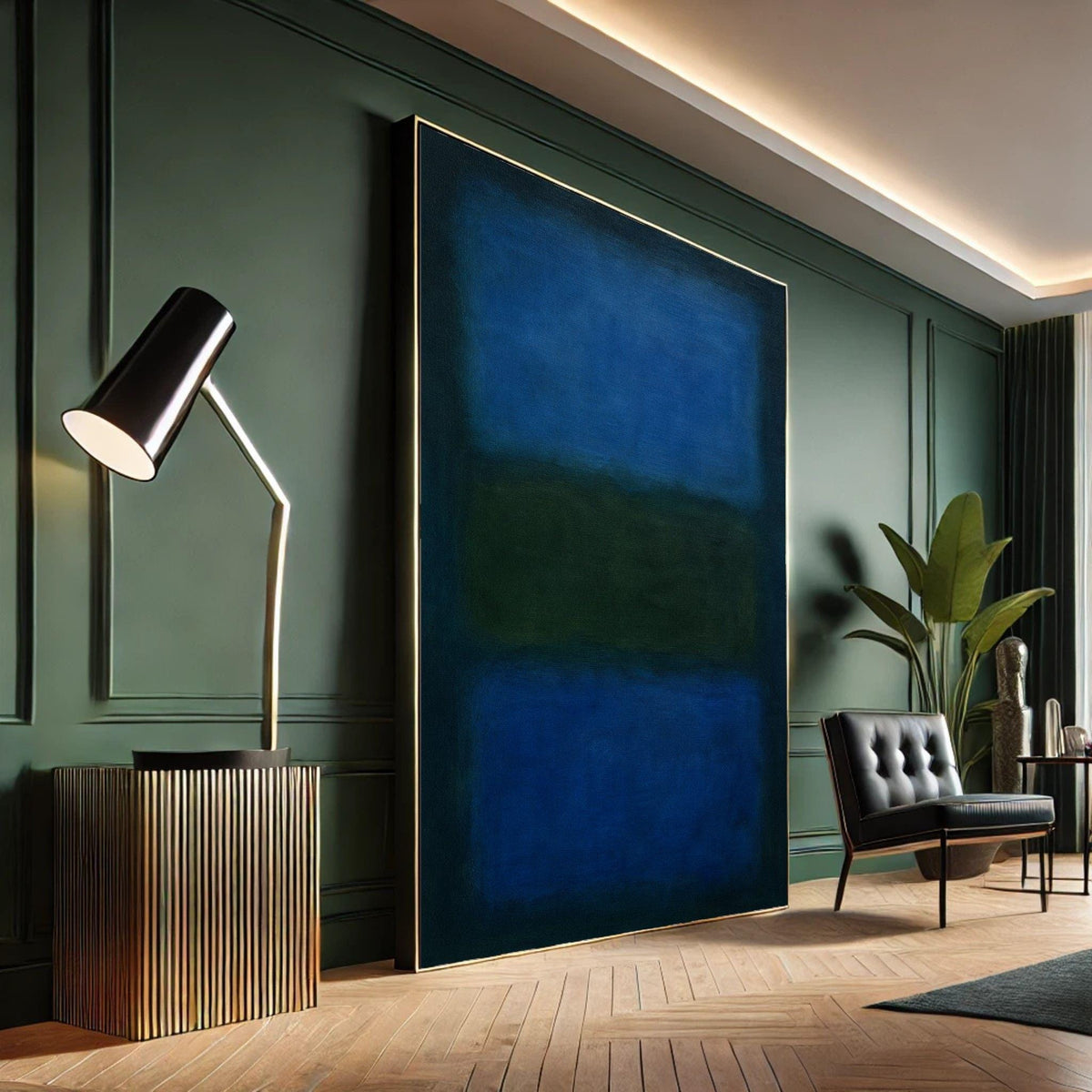 Image 6 of Mark Rothko Deep Blue Green Framed Wall Art, Abstract Color Field Canvas Print, Living Room Decor