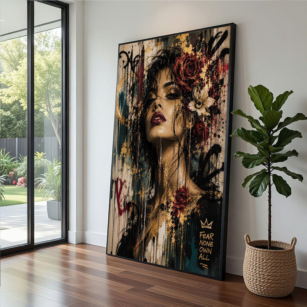 Marilyn Monroe Pop Art Canvas Wall Art, Bold Floral Portrait Print, Retro Glam Living