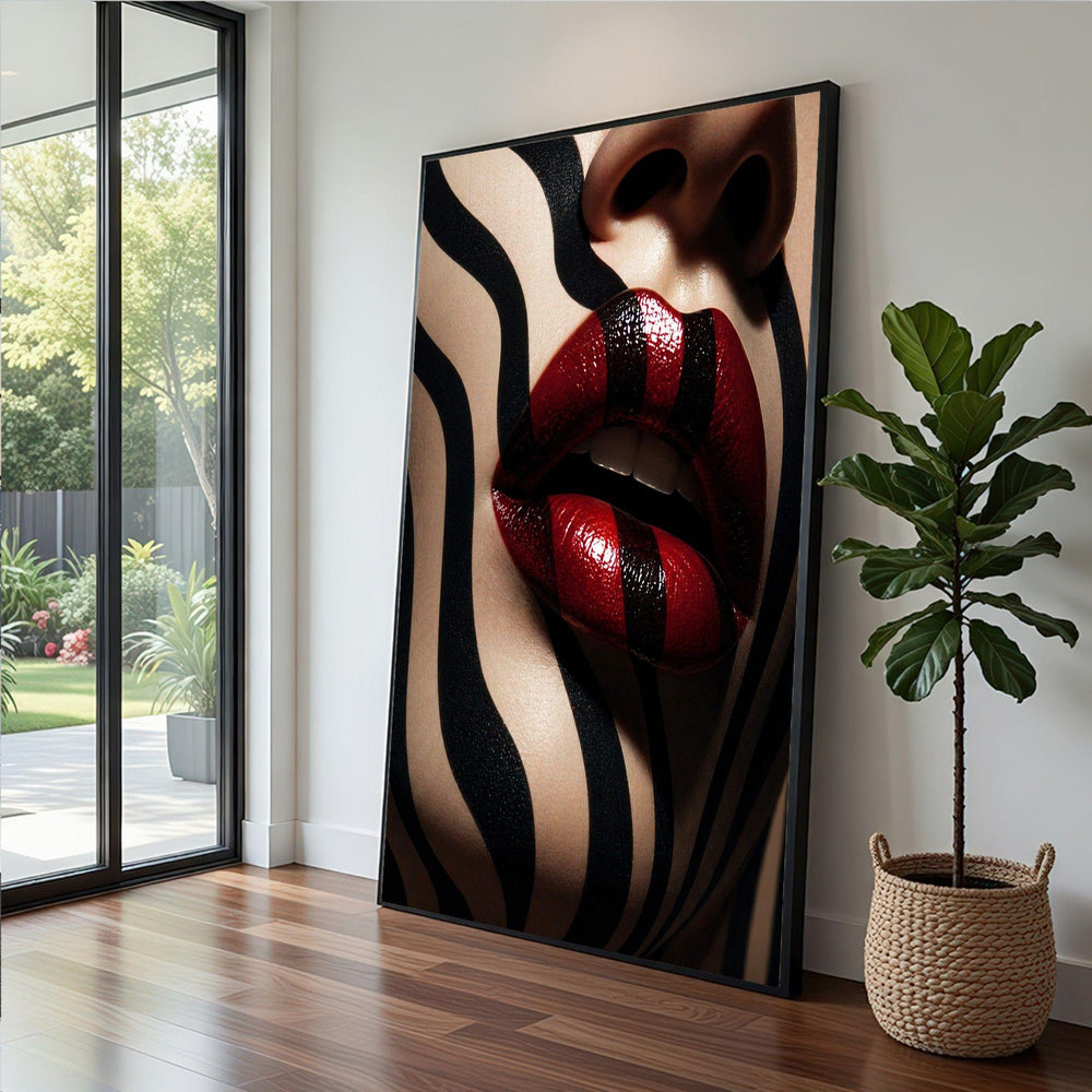 Marilyn Monroe Pop Art Canvas Print, Bold Red Black Lipstick Portrait Wall Art, Retro Glam Living