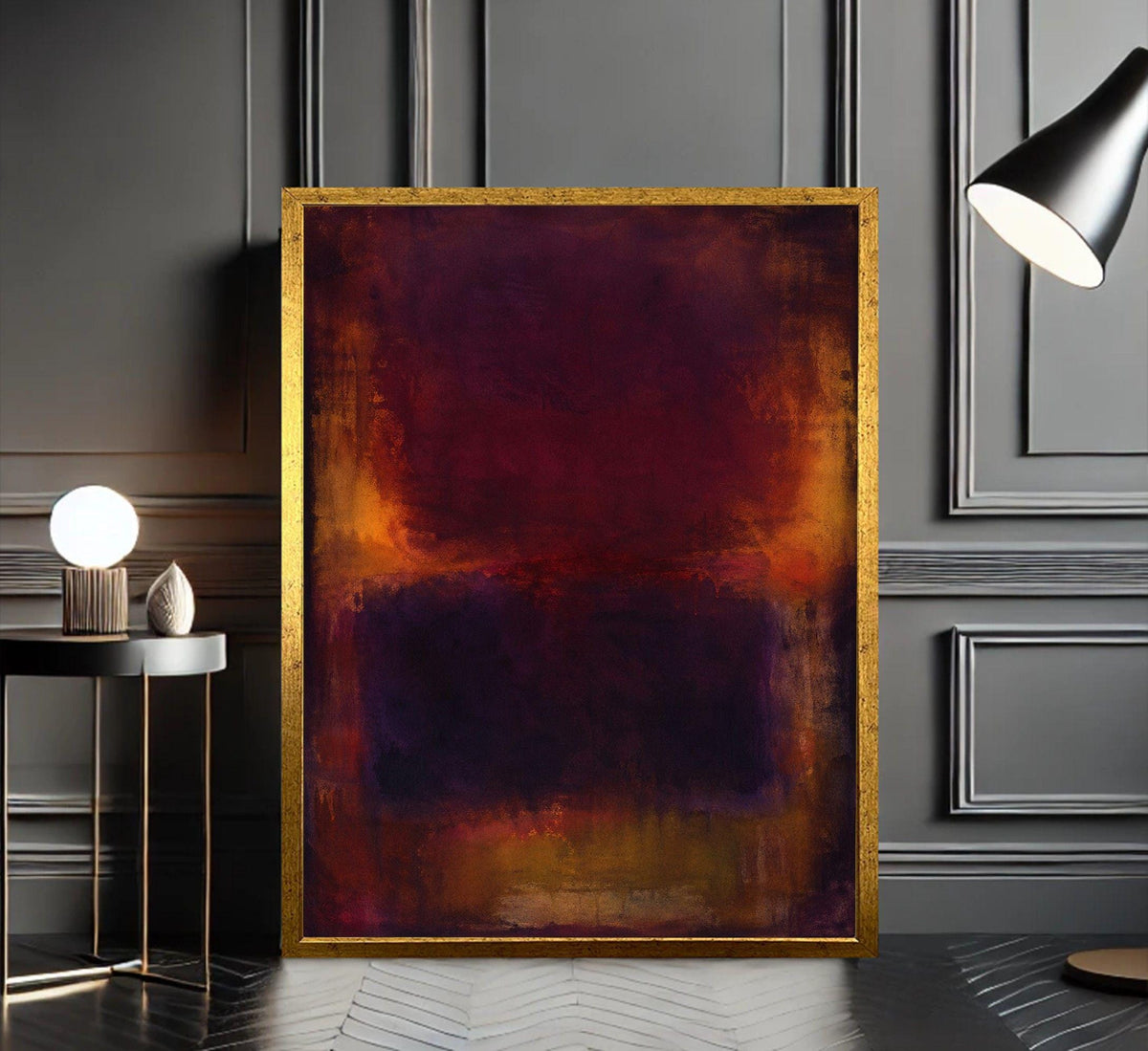 Image 2 of Mark Rothko Deep Red Orange Framed Wall Art, Abstract Color Field Canvas Print, Living Room Decor
