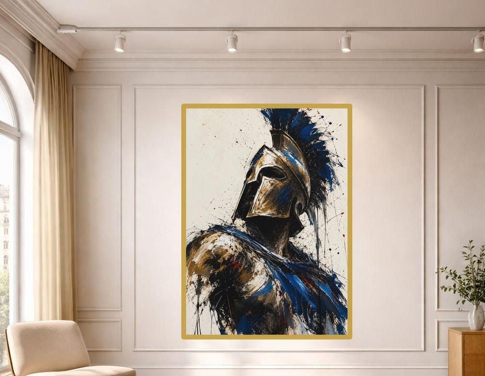 Spartan Warrior Canvas Print, Warrior Art Print, Living Room Wall Decor, Ready to Hang