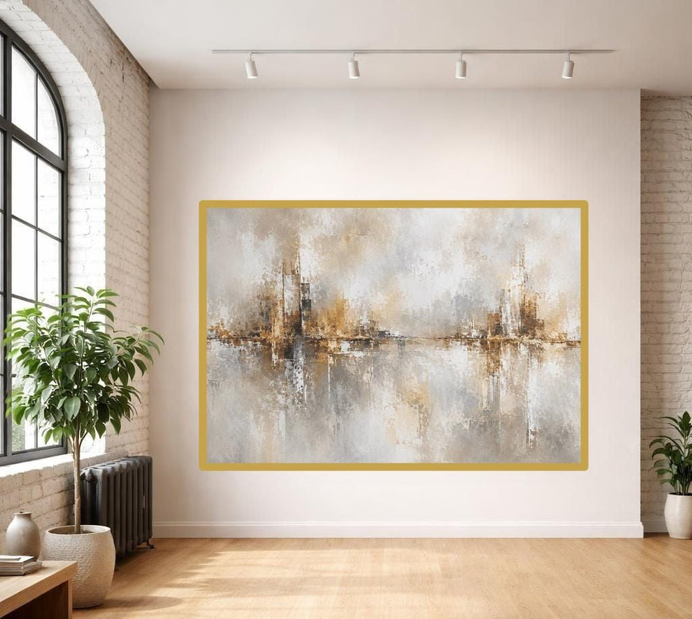 Abstract Gold Canvas Wall Art, Textured Abstract Art Print, Living Room Decor, Ready to Hang