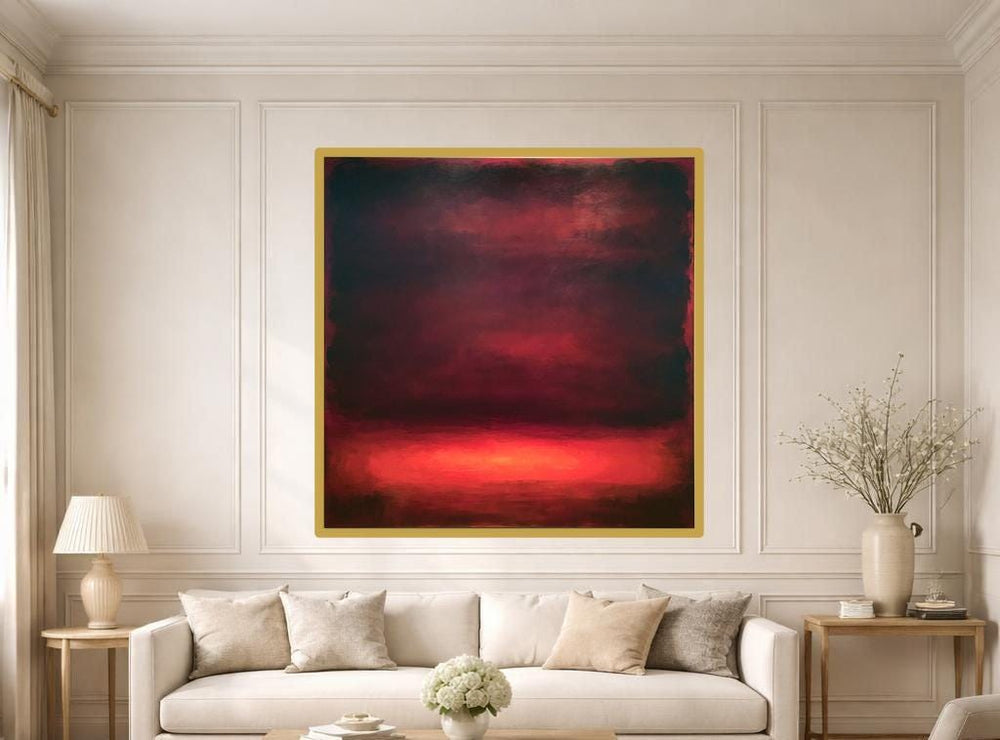 Mark Rothko Red Canvas Print, Minimalist Color Field Wall Art, Living Room Decor, Framed Canvas