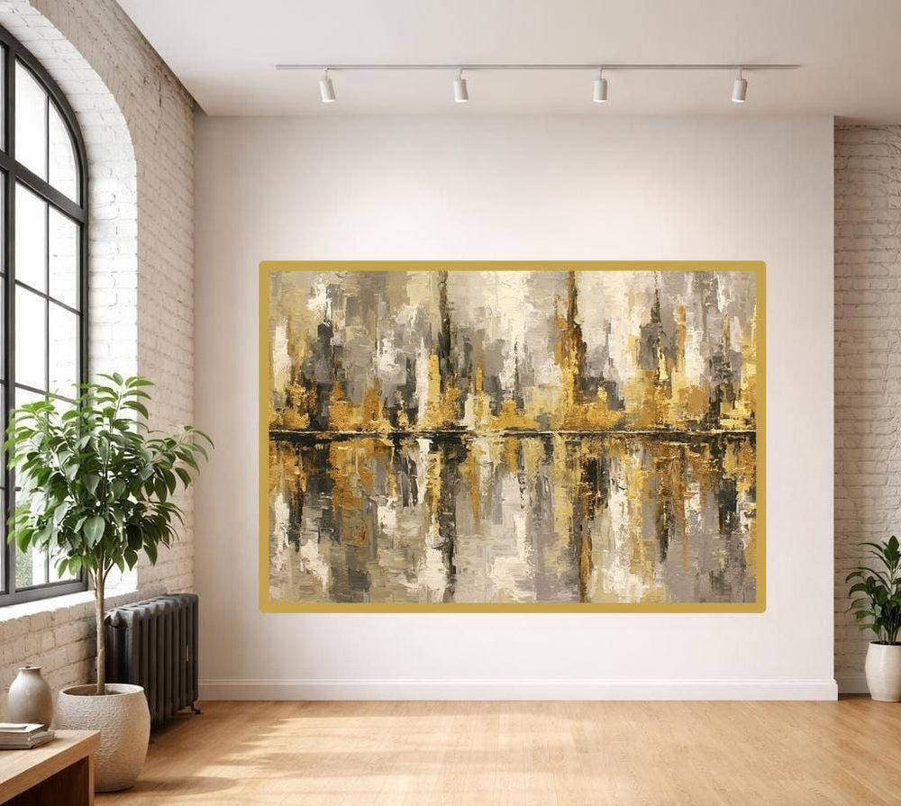 Abstract Gold Canvas Wall Art, Textured Abstract Abstract Art Print, Living Room Decor, Gallery Wall Art