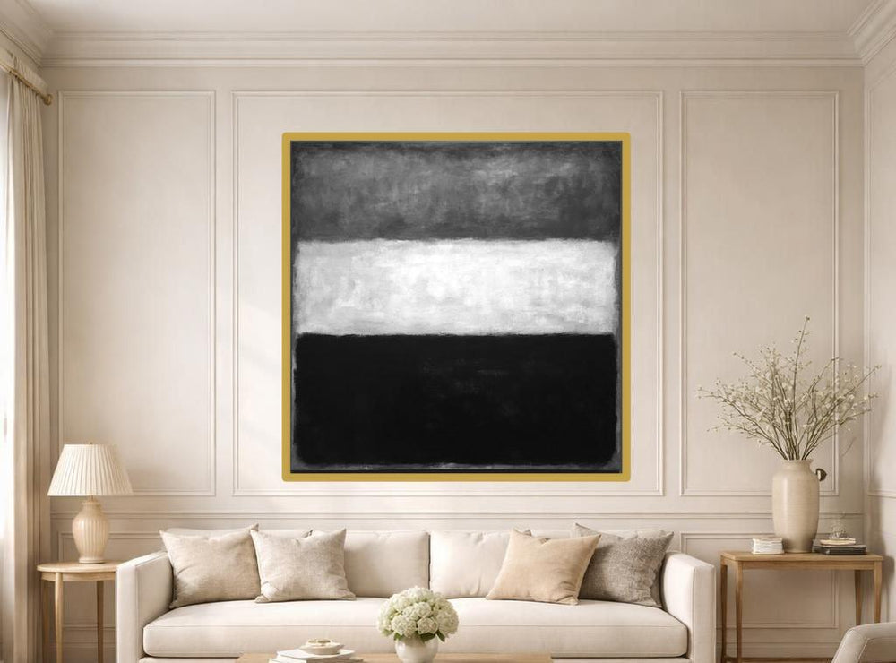 Black Abstract Color Field Abstract Black and White Canvas Wall Art, Color Field Art, Living Room Decor, Framed Canvas