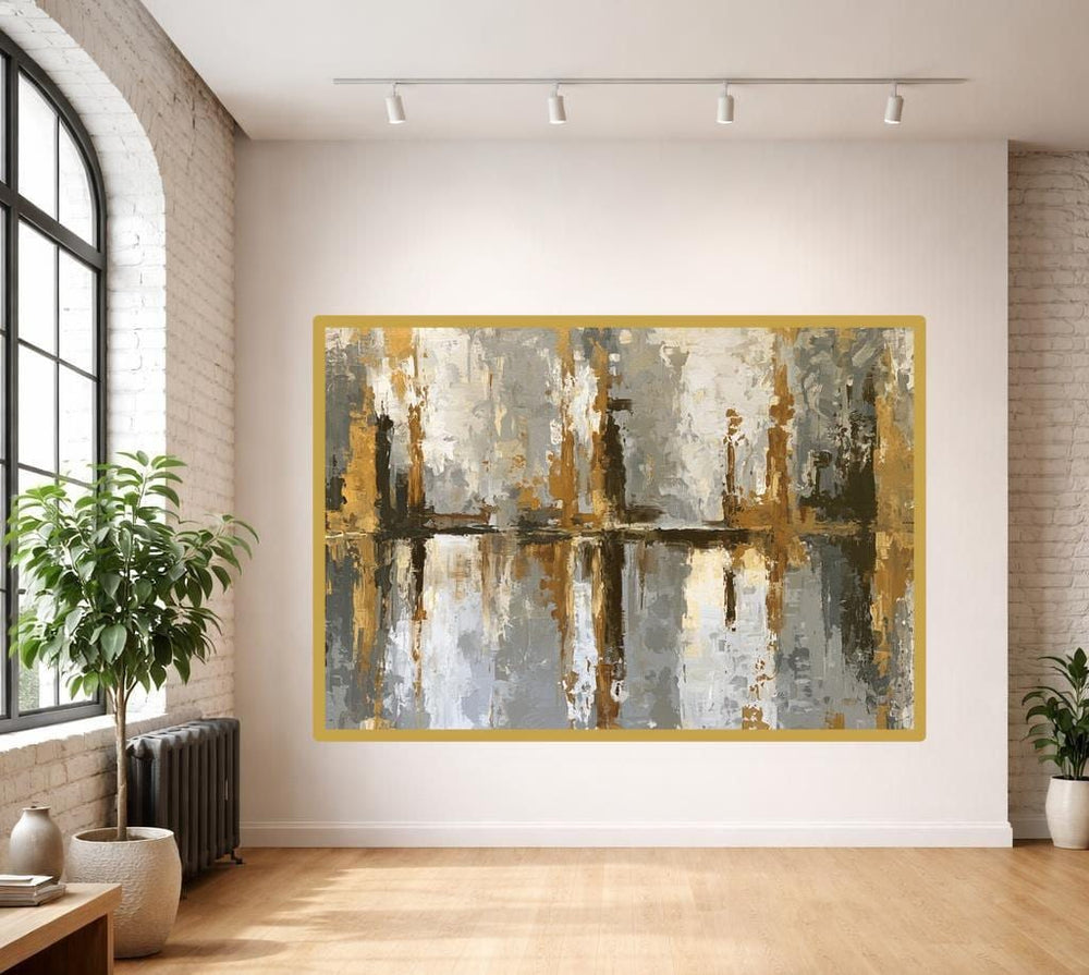 Abstract Gold and Gray Canvas Wall Art, Gold Textured Abstract Art Abstract Art Print, Living Room Decor, Gallery Wall Art