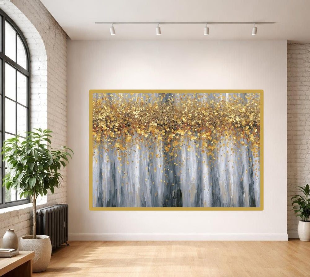 Abstract Gold Framed Canvas Print, Modern Abstract Wall Art, Living Room Decor