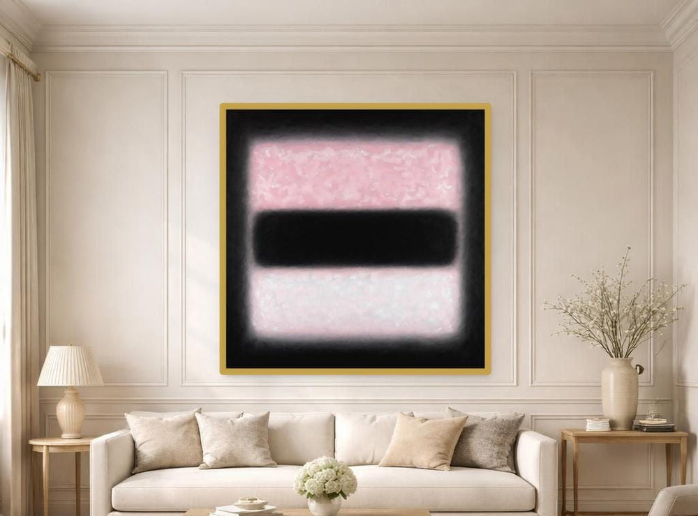 Abstract Pink and Black Color Field Art Print, Modern Abstract Canvas Wall Art, Living Room Decor, Framed Canvas