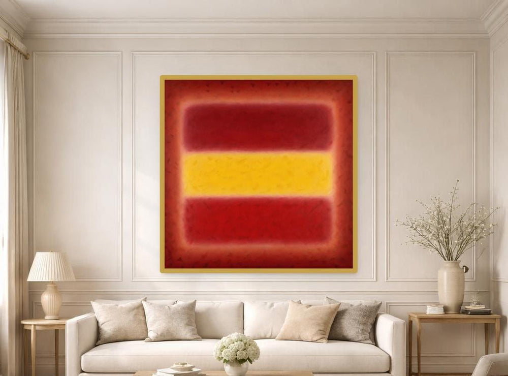 Mark Rothko Red Abstract Wall Art, Minimalist Color Block Print, Living Room Decor, Framed Canvas